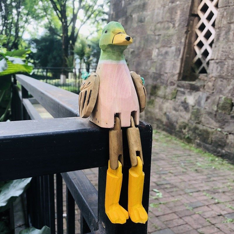 手工雕刻椴木吊脚鸭子桌面摆件家居饰品木质工艺摆饰木艺复古杂货,家居饰品,桌面摆件,淘宝优惠券,粉丝福利购,淘宝优惠卷