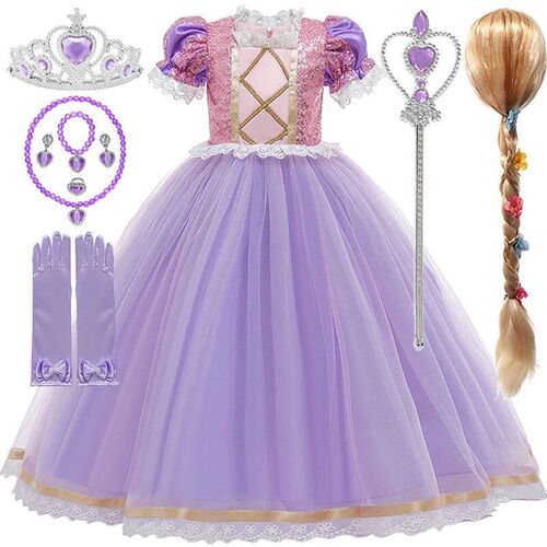 Girls Sleeping Beauty Aurora Cosplay Princess Dress Kids Rap