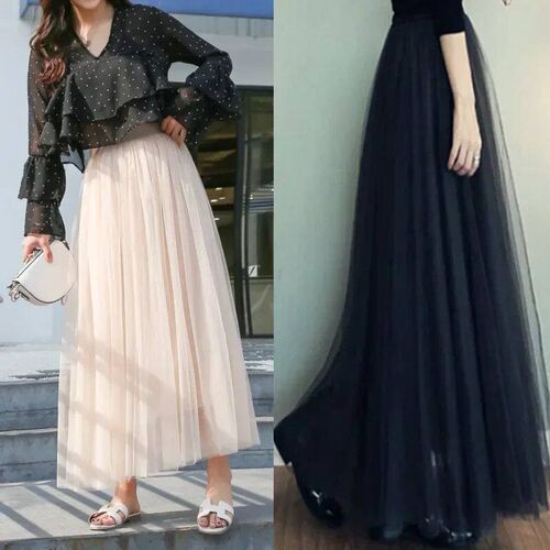 Spring/Summer Mesh Skirt Mid Length Half Length Skirt High W