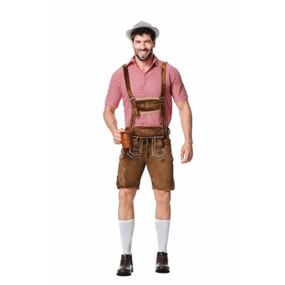 M-XXL Men German Oktoberfest Lederhosen Costume Short Sleeve