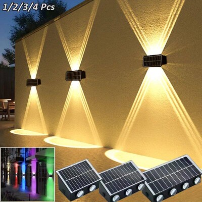 4/6/8LED Solar Wall Spotlight Outdoor Upper And Lower Lighti