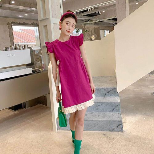 Summer Parent-Child Dress For Girl Baby Dragon Fruit Color M