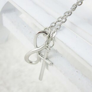 Classic 8 word Infinity Tassel Cross Pendant Silver Color Cl