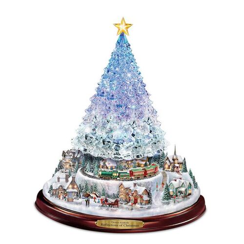 Christmas Tree Rotating Sculpture Train Decoration Window St