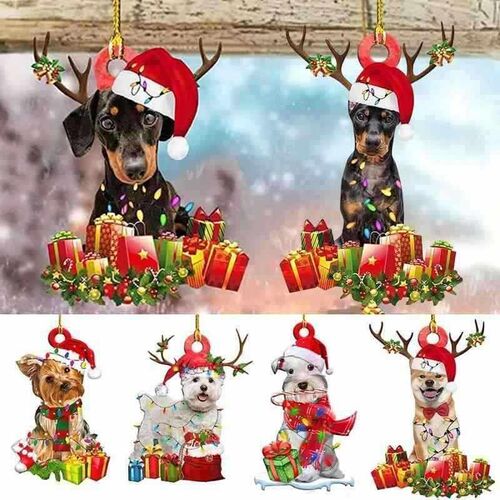 New Christmas Tree Pendant Cute Puppy Resin Acrylic Dog Drop