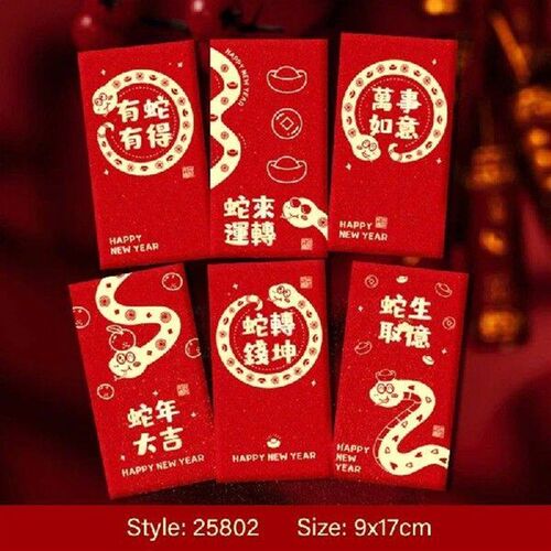 Pack of 6 Lunar New Year 2025 Celebration Envelopes with