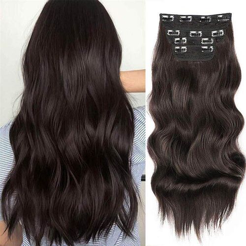 Synthetic Long Wavy Synthetic Hair Extensions 4pcs/set Clip