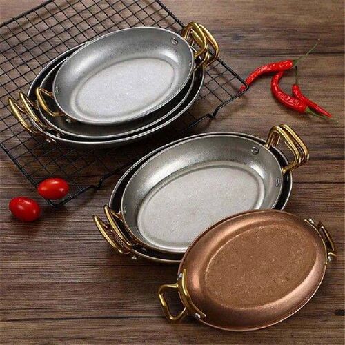 Western style steak Seafood Plate Double ear pot Oval