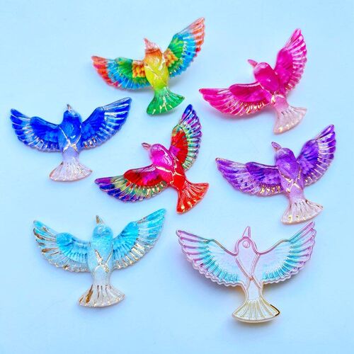 10Pcs Cute Mini There Is A Hole Lin The Bird Acrylic Flat Ba
