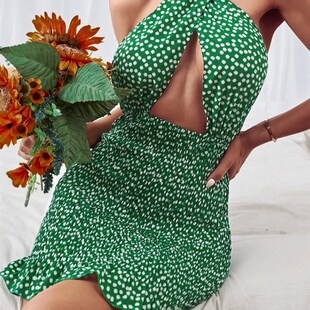 wsevypo Backless Tie Up Short Wrap Bodycon Sundress Women