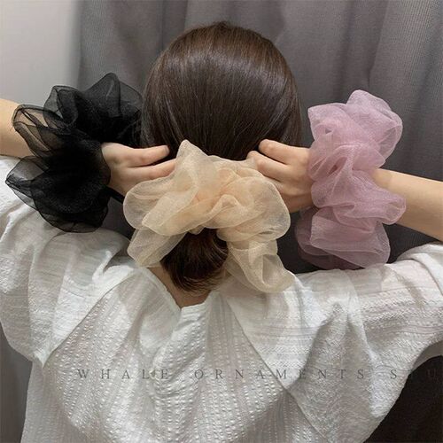 2022 Summer Organza Scrunchies Women Elastic Hair Band Korea