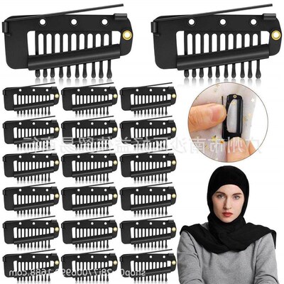 10 teeth hair extension clip with safety pin wig hair