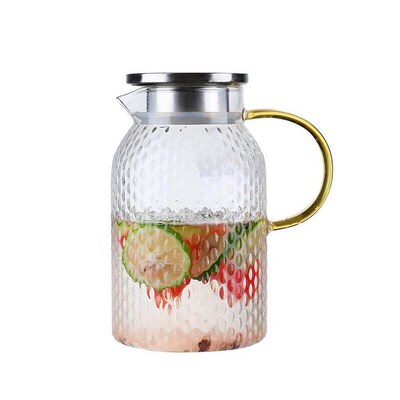 heat-resistin Glass Jug with Lid Ice Tea Water juice cup set