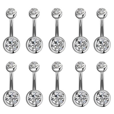 5/10/15/20pcs/lot Crystal Piercing Navel Surgical Steel Rhin