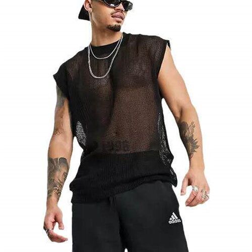 Mens white hollow out eye-catching mens vest
