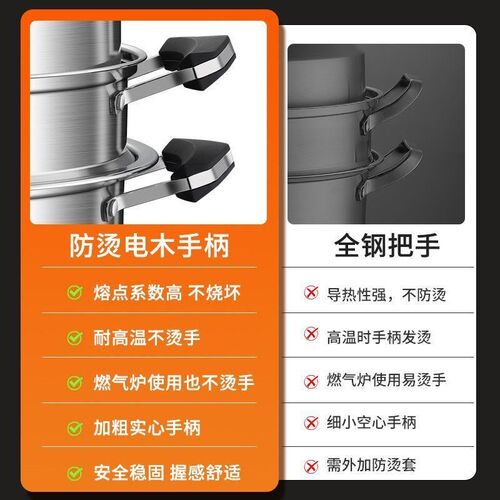 304 stainless steel thickened three-layer large steamer draw