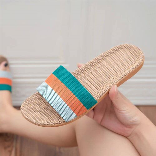 Summer Linen WomenS Slippers Flat Sandals Home Color EVA