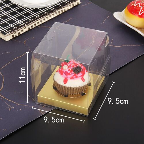 Cupcake packaging box full transparent PET single grain wood