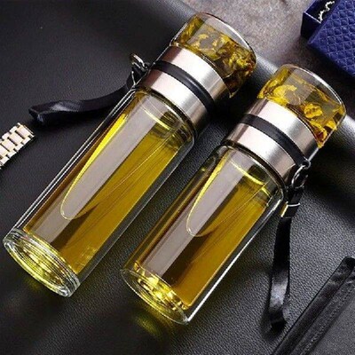 Portable Glass Water Bottle, Double Wall, Thermal Tea Water
