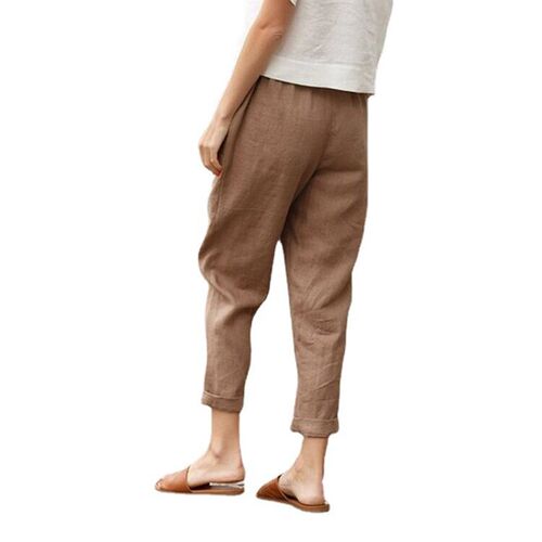 2025 Plus Size Womens tton And Linen Casual Pants Womens S