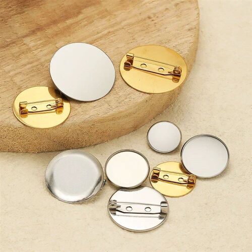 10pcs Stainless Steel 15mm 20mm Brooches Base Blank Tray