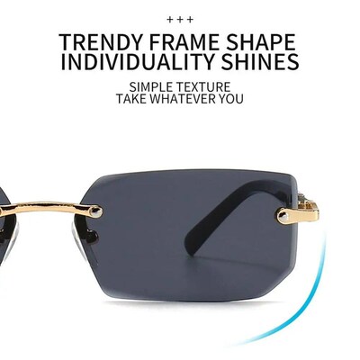 Women & Men Retro UV400 Protection Rimless Rectangle Cycling