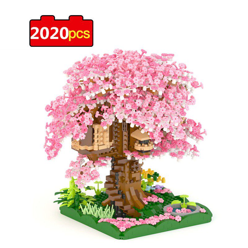 Mini Sakura ree House Build Block City Sreet View Cherry Blo