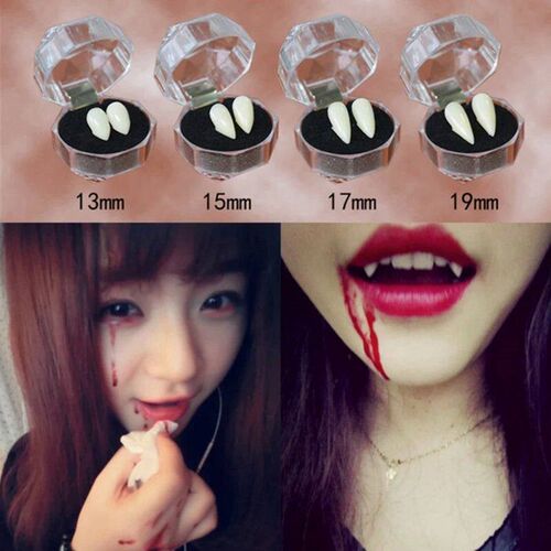 pair Adult Kids Halloween Fake Dentures Teeth Bloodcurdling