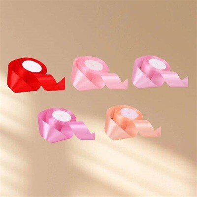 5 Roll Solid Color Ribbon 4cm Double Face Satin Ribbon For