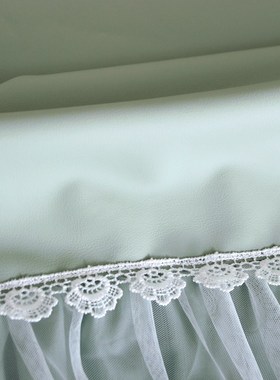 仿小羊皮天青绿蕾丝桌布防油防水全包茶几罩方桌麻将机罩床头柜罩