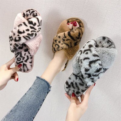 Open-toe Internet Celebrity Leopard Cross Slippers Fashion I