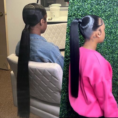 Wig tail Real Hair Straight Hair VEL tail Extension And Hot