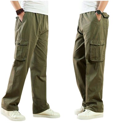 Overalls Mens Pure tton Multi-pocket Mens Pants Loose Stra