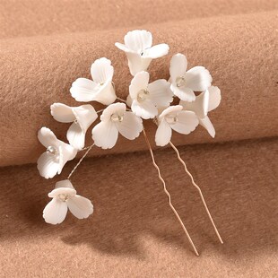3D White Flower Hairpin U Shaped Hair Pins Clips Cute Floral
