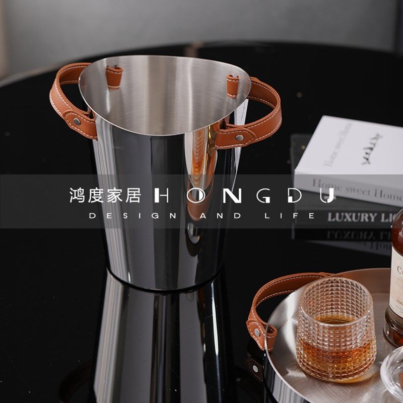 样板房间饰品摆件不锈钢皮革冰桶花器托盘道具洋酒吧台摆设装,家居饰品,家饰软装搭配套装,淘宝优惠券,粉丝福利购,淘宝优惠卷