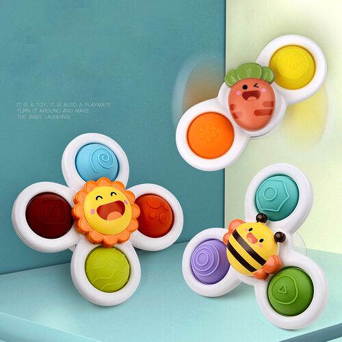 3pc Boy Children Bathing Sucker Spinner Suction Cup Animal S