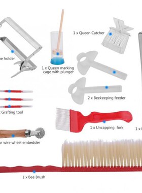 12Pcs Beekeeping Tools Kit Stainless Steel Tool Bee Brush Ex