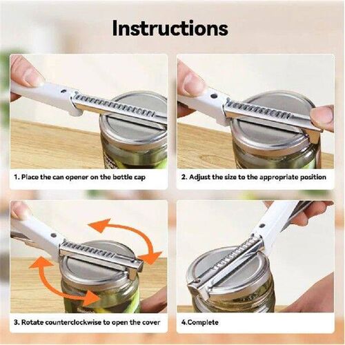 Stainless Steel Can Opener Adjustable Manual Jar Lid Opener