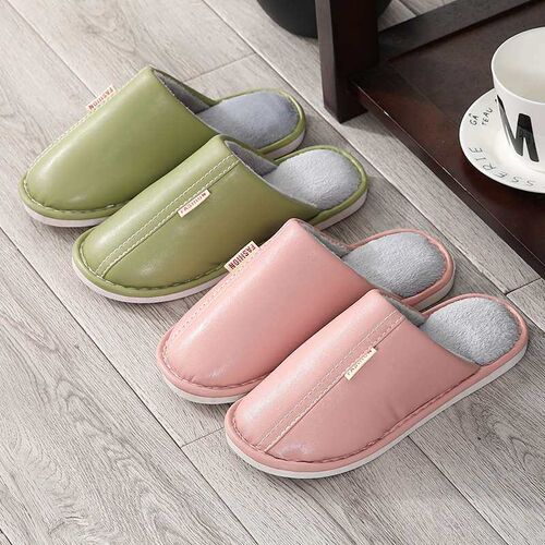 New cotton slippers neutral round head PU cotton shoes sleev