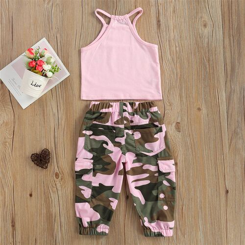 Infant Kids Baby Girls 2Pcs Clothes Set, Sleeveless Letter
