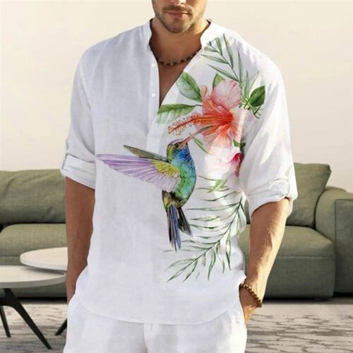Plus Size Mens Long Sleeve Casual Shirts Male Fashion Top Pu