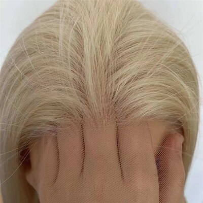 ash blonde #22 Color 4X4 closure Wig浅金色真人发波波头套代发