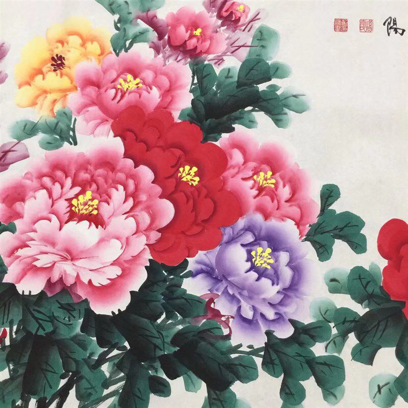 纯手绘国画牡丹小六尺横幅客厅沙发墙背景墙装饰画花开富贵李春凤,家居饰品,国画,淘宝优惠券,粉丝福利购,淘宝优惠卷