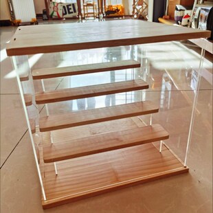 Wooden Display Box with Light Statuette Storage Box Acrylic