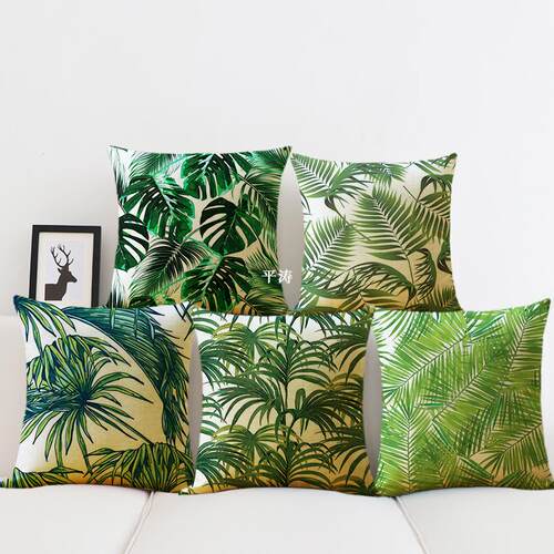 Plant Cushion Cover Tropic Tree Green Throw Pillow Cover