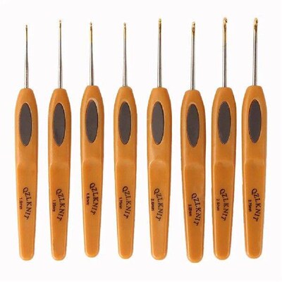 8Pcs Crochet Hooks Set ABS Handle Aluminium Knitting