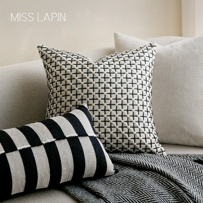 澜品遗落梦境侘寂黑白抱枕 MISSLPIN 客厅靠包靠枕沙发靠垫