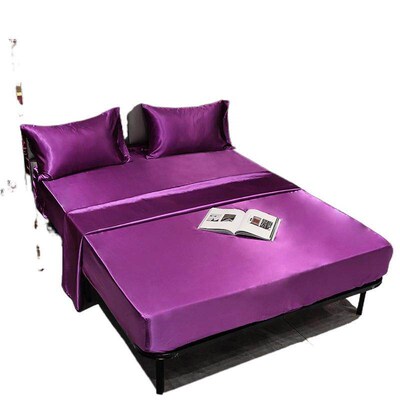 Simulated Silk Denim Fitted Sheet, Satin Bedding, Glossy Pil