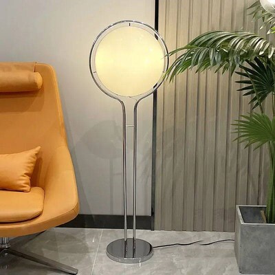 Modern Creative Chrome Metal Floor Lamp White Yellow Acrylic