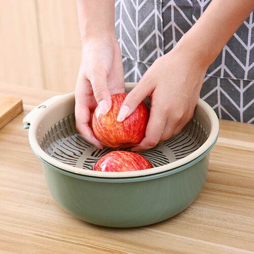 Double-layer vegetable washing basin with plastic draining b